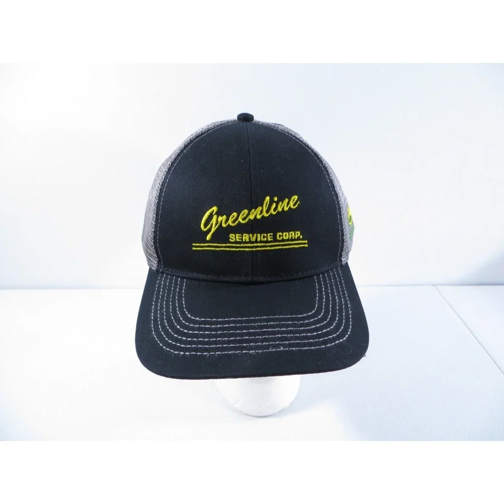 John Deere Greenline Service Corp Black Snapback Adjustable Trucker Hat Cap NWOT
